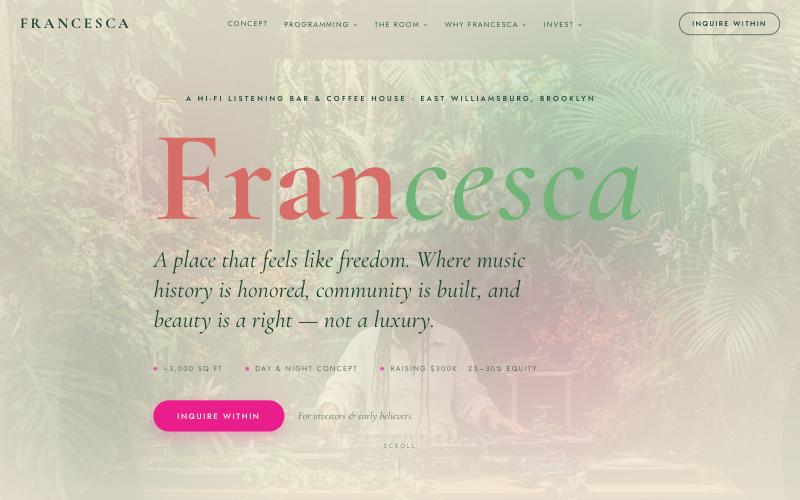 Francesca website home page (opens in a new tab)