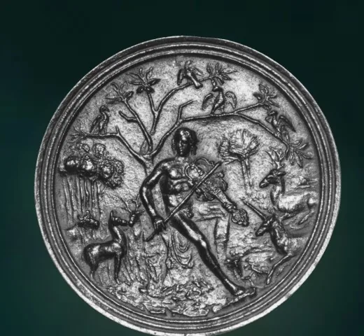 A silver relief medallion